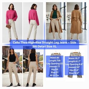 BNWTT Cello Thea High-Rise Straight Leg Jeans Side Slit Detail Size X